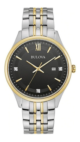 Reloj Bulova Hombre 98d160, 3 Diamantes,certificado,acero