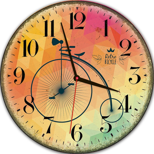 Relógio De Parede Estilo Rústico Retrô Bicicleta 30 Cm