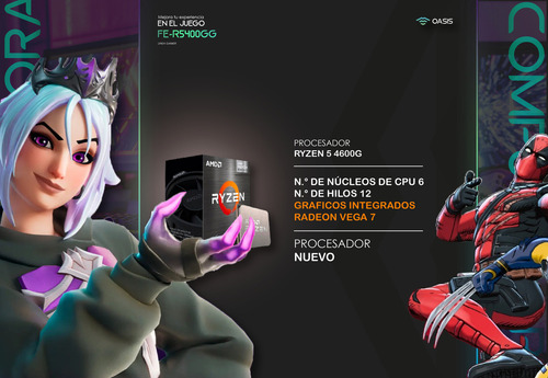 Computadora Armada Ryzen 5 4600g 16gb Ram 480gb Ssd Windows 11 + Gabinete Gamer + Kit Teclado Mouse