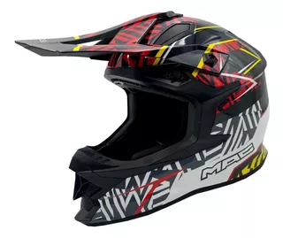 Casco Moto Cross Mx Mac Virtus Sharp Negro Rojo Devotobikes