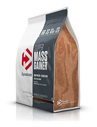 Suplemento en polvo Dymatize Super Mass Gainer carbohidratos sabor rich chocolate en bolsa de 5.4kg