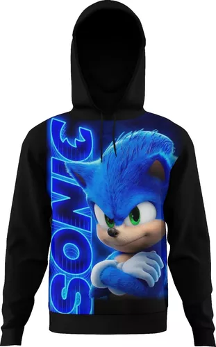 Blusa de Frio Moletom Full Sonic Filme Jogo com Capuz