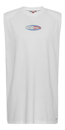 Vestido Camiseta Sin Mangas Blanco Mujer Tommy Jeans