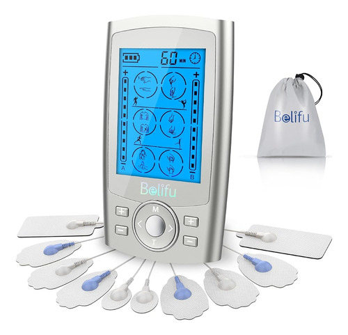 Belifu Dual Channel Tens Ems Unit 24 Modos Estimulador Muscu