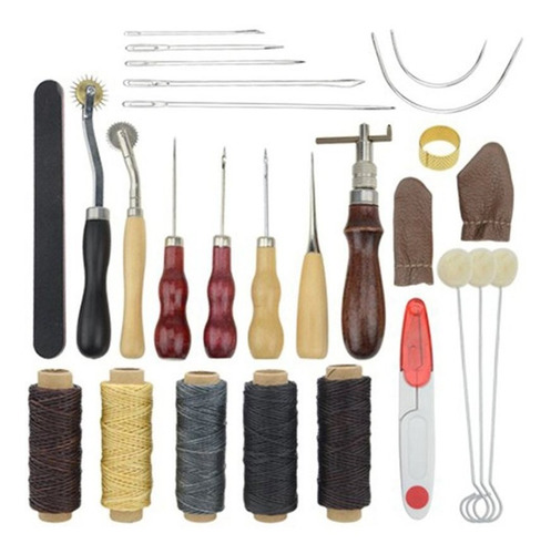 18 Pcs Couro Craft Tools Kit De Couro Escultura Costura Punc