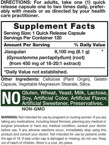 Imagen 2 de 3 de Jiaogulan 120 Capsulas 8100mg Gynostemma Pentaphyllum