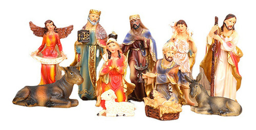 Conjunto De 11 Piezas De Pesebre De Resina Decorativa Para