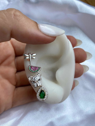 Imagen 4 de 7 de Aros Pantera De Plata 925.
