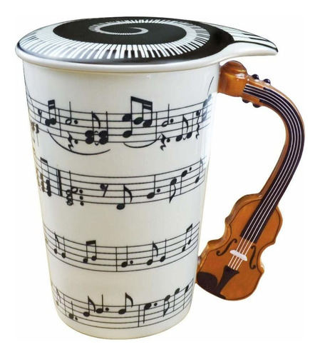 Taza De Café De Música Tapa Y Mango De Violín 13 Taz...