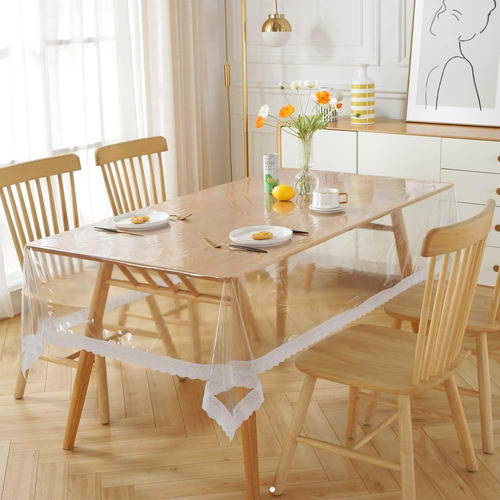 Mantel Protector Mesa Transparente Impermeable Rectangular