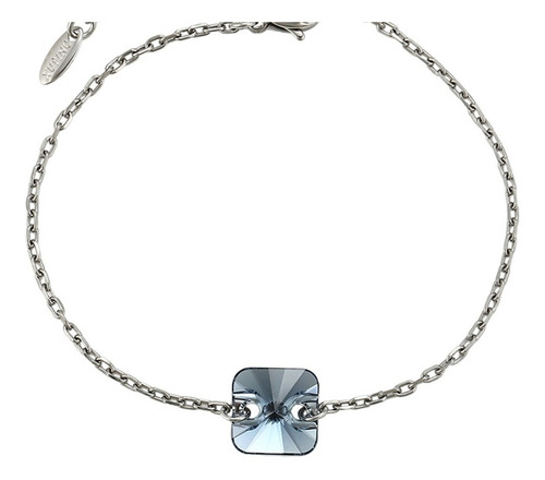 Pulsera Cristal Swarovski Azul  Oro 14k Blanco Lam Ajustable