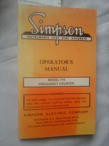 Manual Simpson Eletric Model 710 Frequency Counter