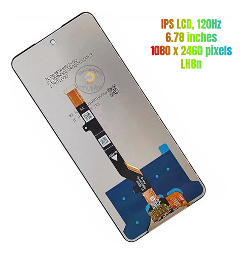 Tela Lcd Sensível Ao Toque Para Tecno Pova 5 Pro Lh8n Preta