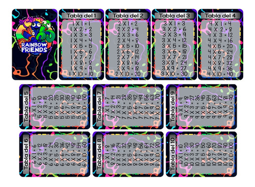 Tablas De Multiplicar Llavero Rainbom Friends