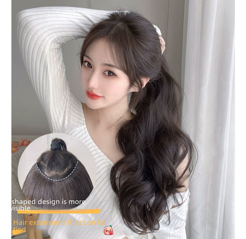 Extensiones De Cabello Ondulado 45cm Castaño Negro Clip