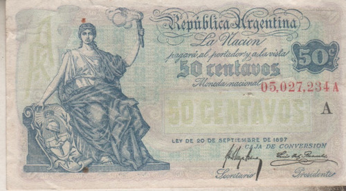 Billete Argentina - 50 Centavos - Caja De Conversion - 1918