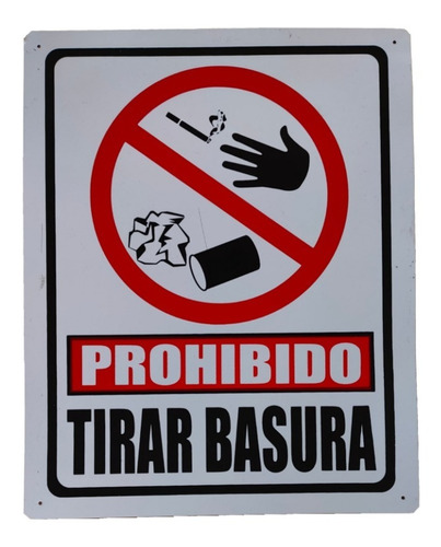 3 Letrero Señalizacion De Lamina, Prohibido Tirar Basura | Envío gratis