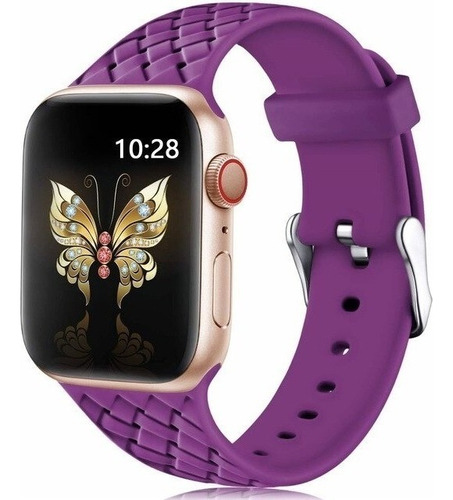 Pulseira Premium Compatível Apple Watch 45mm Modelo Woven Cor Roxo Largura 44 mm