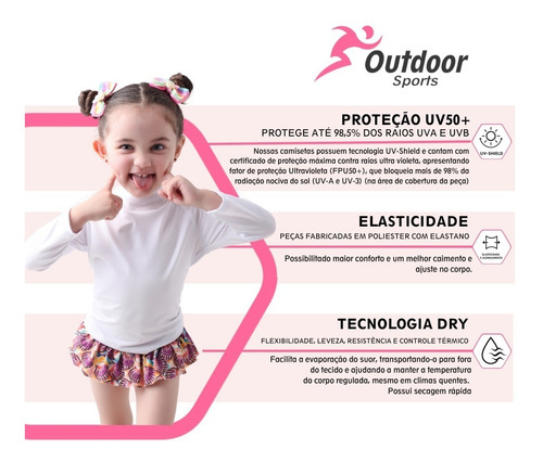 Imagem 5 de 5 de Camiseta Térmica Infantil Proteção Solar Uv50+ Tam 1 Ao 6