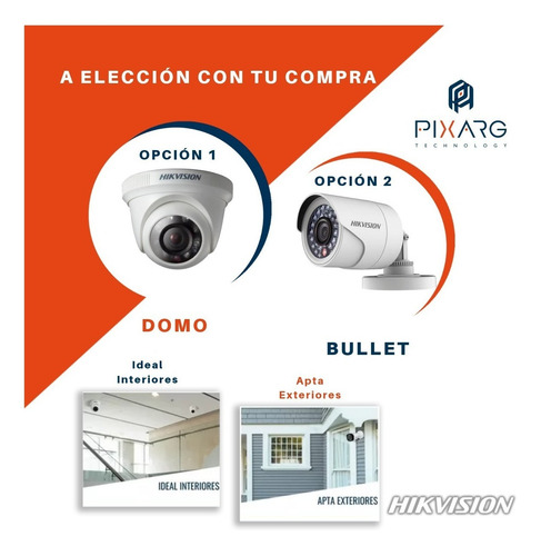 Kit 4 Camaras Exterior Dvr Hikvision 8 Ch Fullhd Lite + Disco + Cables O Baluns