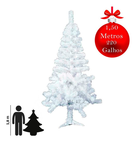 Arvore De Natal Branca 1,50 Metros 220 Galhos Pinheiro Luxo | MercadoLivre