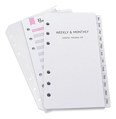 A6 Planner Refill Kit, Undated Weekly Pages With Monthl...