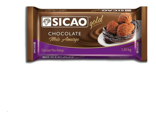 Barra Chocolate Meio Amargo Sicao Gold 1,01kg - Atacado
