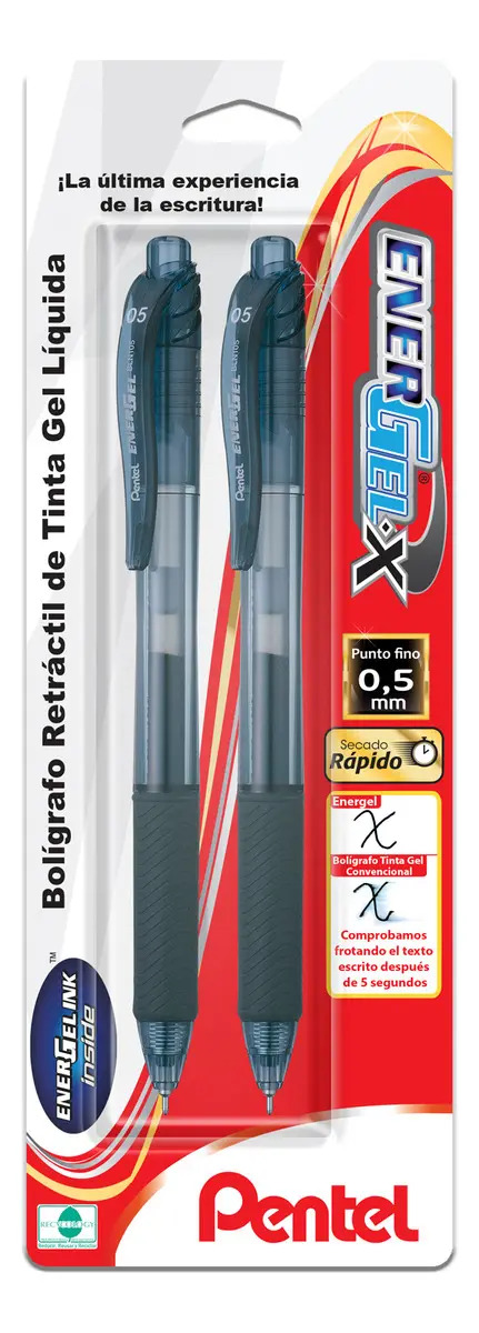 Bolígrafo Pentel Energel-x Bln105 Tinta Gel Líquida 0.5mm 2u Color De La Tinta Negro