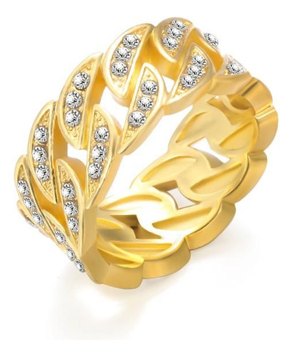 Lujoso Anillo De Oro Cubano Con Incrustaciones De Diamantes