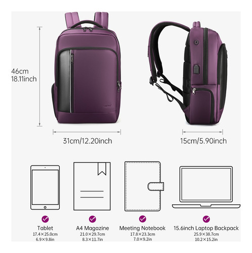 Mochila Tigernu Ejecutiva Para Notebook Morado T-b3668
