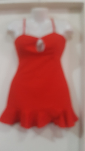 Vestido Talle S Alicrado Rojo