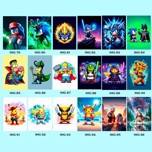 Kit Com 5 Pôsteres A4 - Geek, Personagens E Muito Mais!