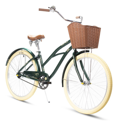 Bicicleta Urbana Para Mujer R26 Malibu Retro Verde Turbo