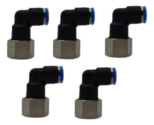 Conector Codo Xcpc Manguera 6mm Rosca Interna 1/4 (5 Pzas)