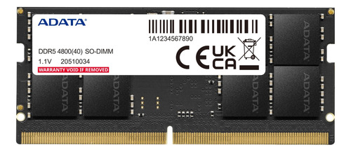 Memoria Ram Adata Sodimm 8gb Ddr5 4800mhz Para Notebook