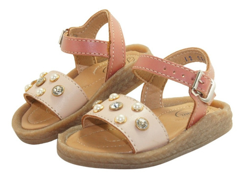 Sandalia Piel Huarache Niña Perlas Rosa Coral Hanna 12-21