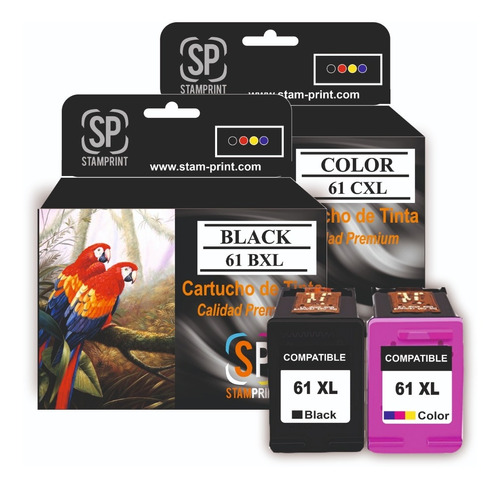  Cartuchos Tinta Hp 61 Xl Negro Y Color Stamprint  