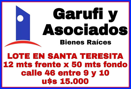 Lote 12x50 En Santa Teresita Calle 46 Entre 9 Y 10 - Rebajado!!!