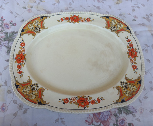 Antigua Bandeja De Loza Inglesa Woods Yvory Ware 29 X 36