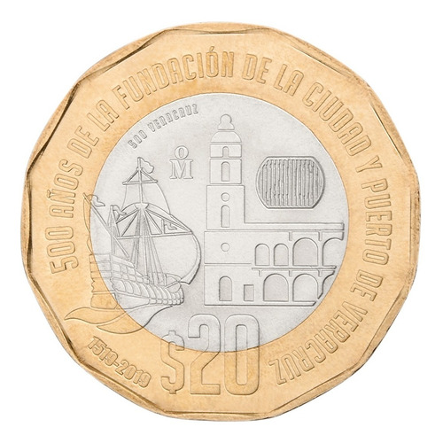 Moneda De 20 Pesos, Conmemorativa De Los 500 Años Veracruz