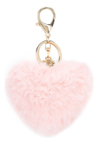 Llavero Con Colgante De Felpa Rosa En Forma De Corazón