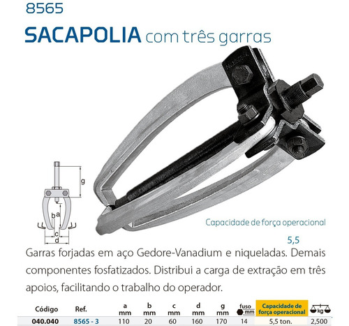 Saca Polia 3 Garras Gedore 8565-3 040040