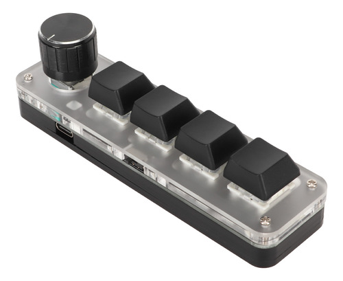 Teclado De Uma Mão De 4 Teclas Usb Mini Key Knob Azul Rgb
