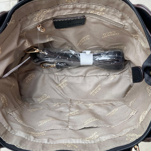 Bolsa Feminina Média Transversal Ombro Mão Chenson Original Cor Preto Elegante