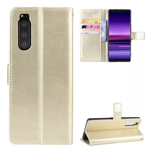 Funda Anticaída Para Sony Xperia 5 Negocio Estilo Cuero Flip