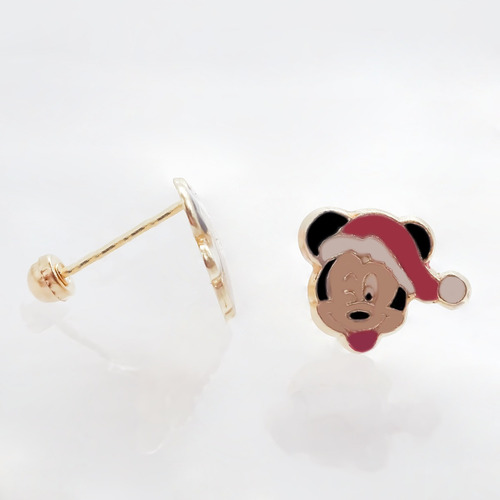 Amor Eterno - Broqueles / Mickey Minnie Navideño Oro 10k