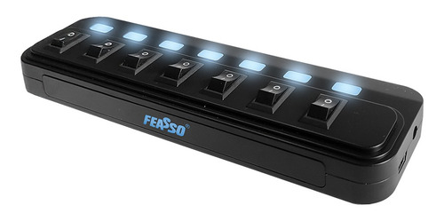 Hub Usb 7 Portas C/ Fonte Liga Desliga Led Feasso Fahub-06