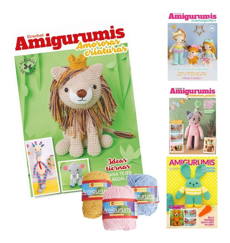 Kit 4 Revistas Amigurumis Crochet + Hilo - Arcadia Ediciones
