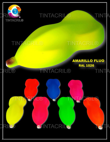 Laca Acrilica Amarillo Fluo Ral 1026 X 4 Lts. Acabado Brillante