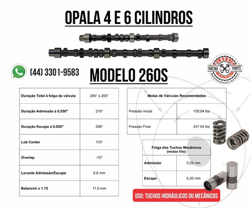 Imagem 4 de 4 de Comando Old Stock 260s + Tuchos Mecânicos P/ Opala 6 Cc
